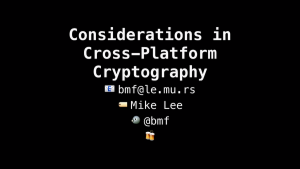 Considerations in Cross-Platform Cryptography